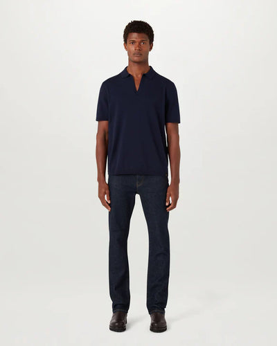 Belstaff Coast Knitted Polo Shirt in Dark Ink Model