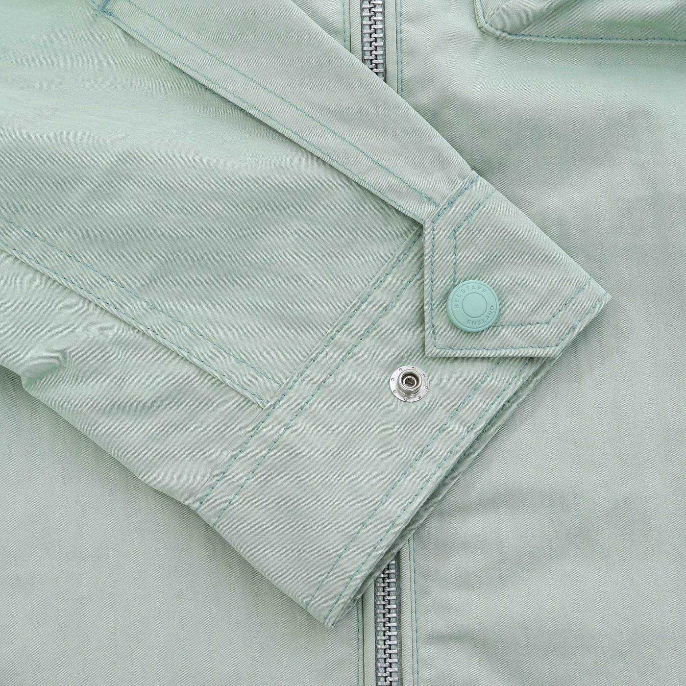 Belstaff Drome Overshirt in Breeze Green Sleeve