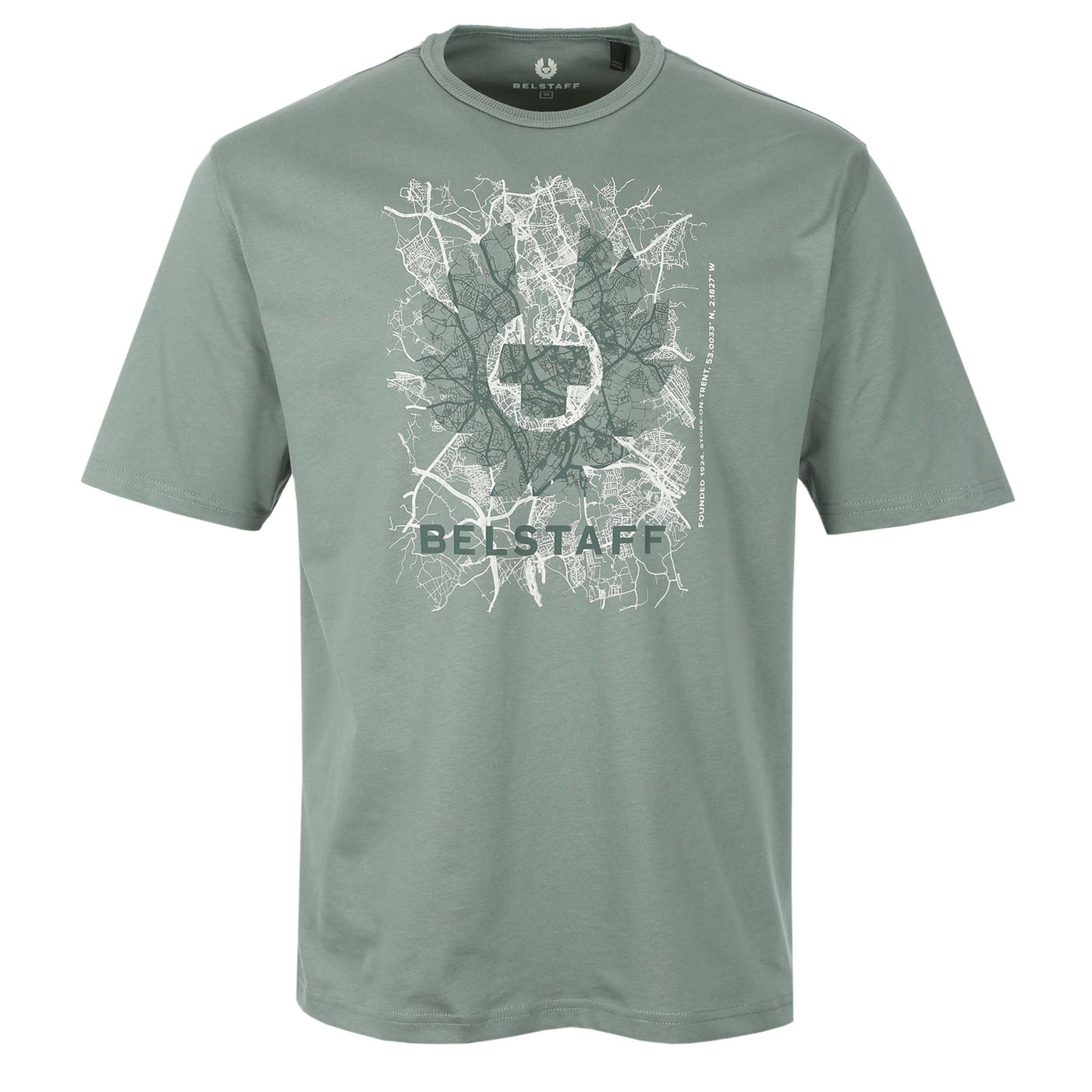 Belstaff Map T-Shirt in Mineral Green