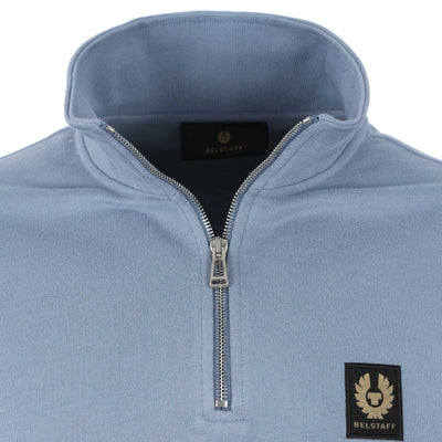 Belstaff Quarter Zip Sweat Top Blue Flint Zip