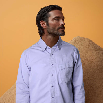 Belstaff Scale Shirt in Pale Heather Model