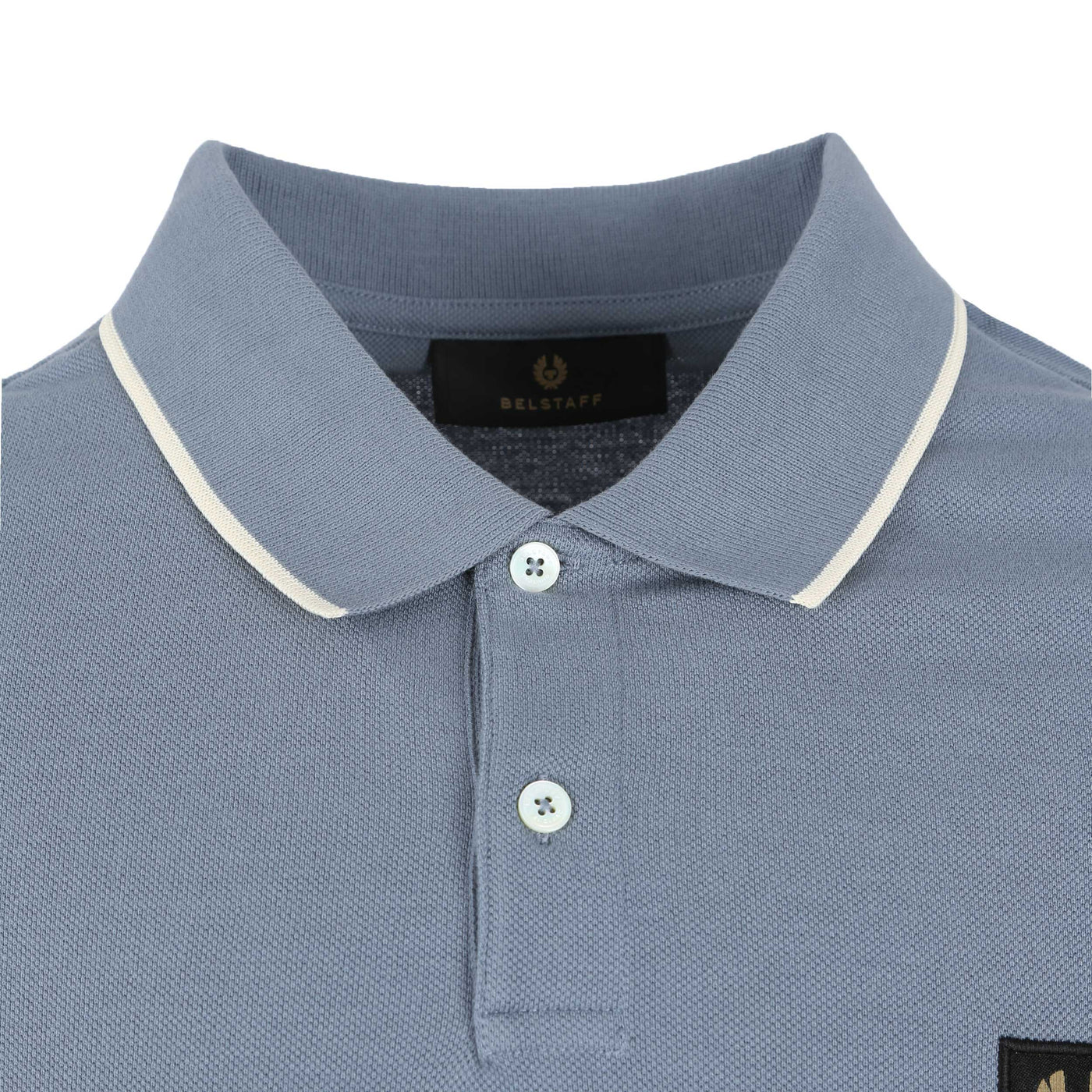 Belstaff Tipped Collar Polo Blue Flint Collar