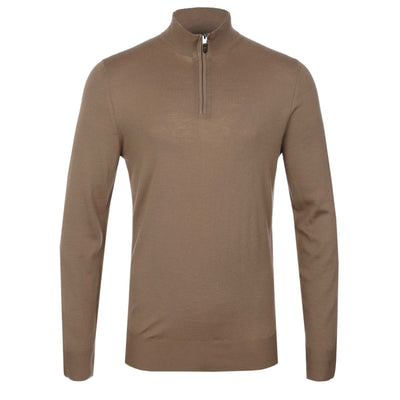 Canali 1/4 Zip Knitwear in Cappuccino