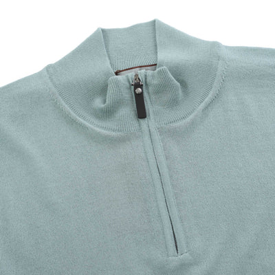 Canali 14 Zip Knitwear in Mint Green Zip