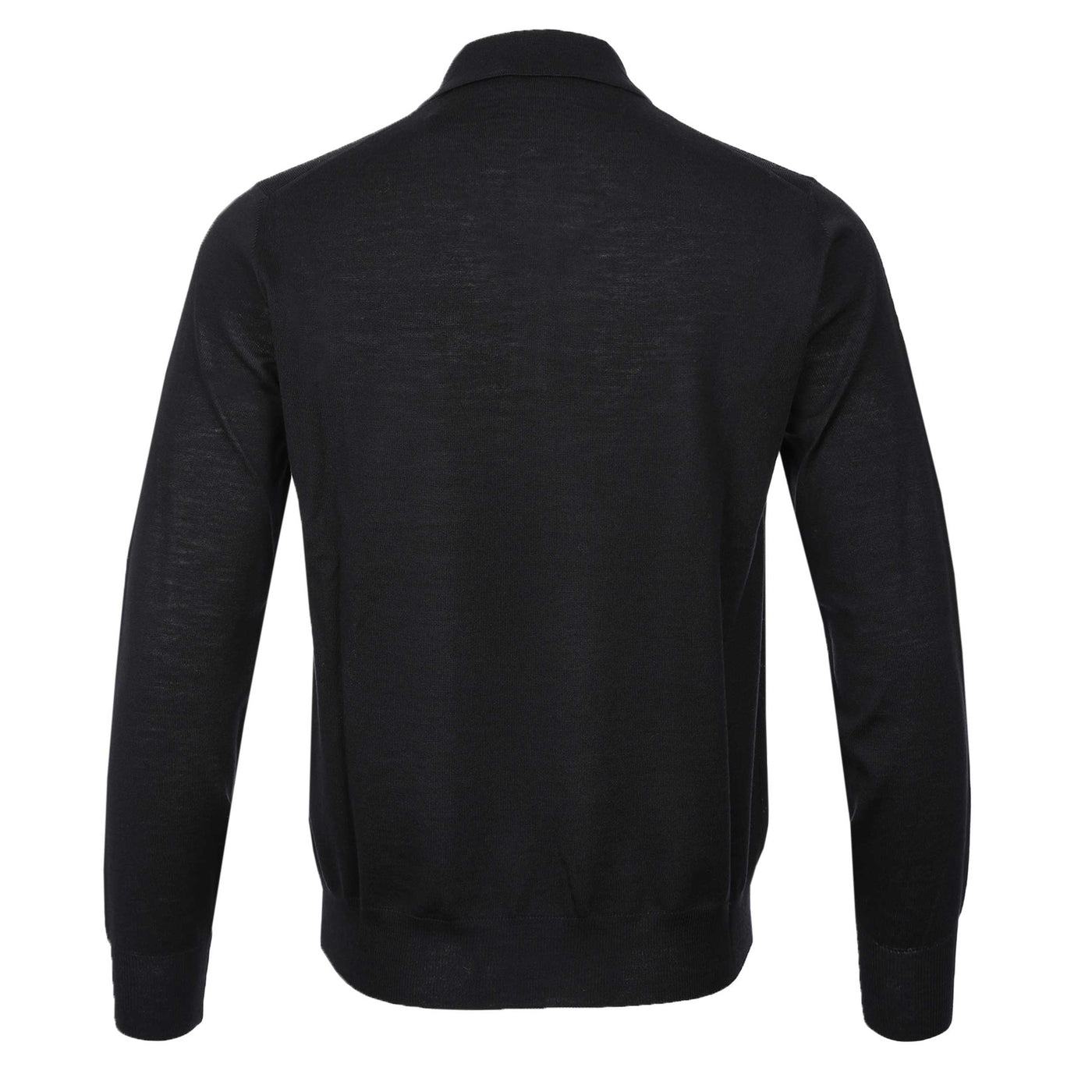 Canali 3 Button Knitted Polo in Black Back