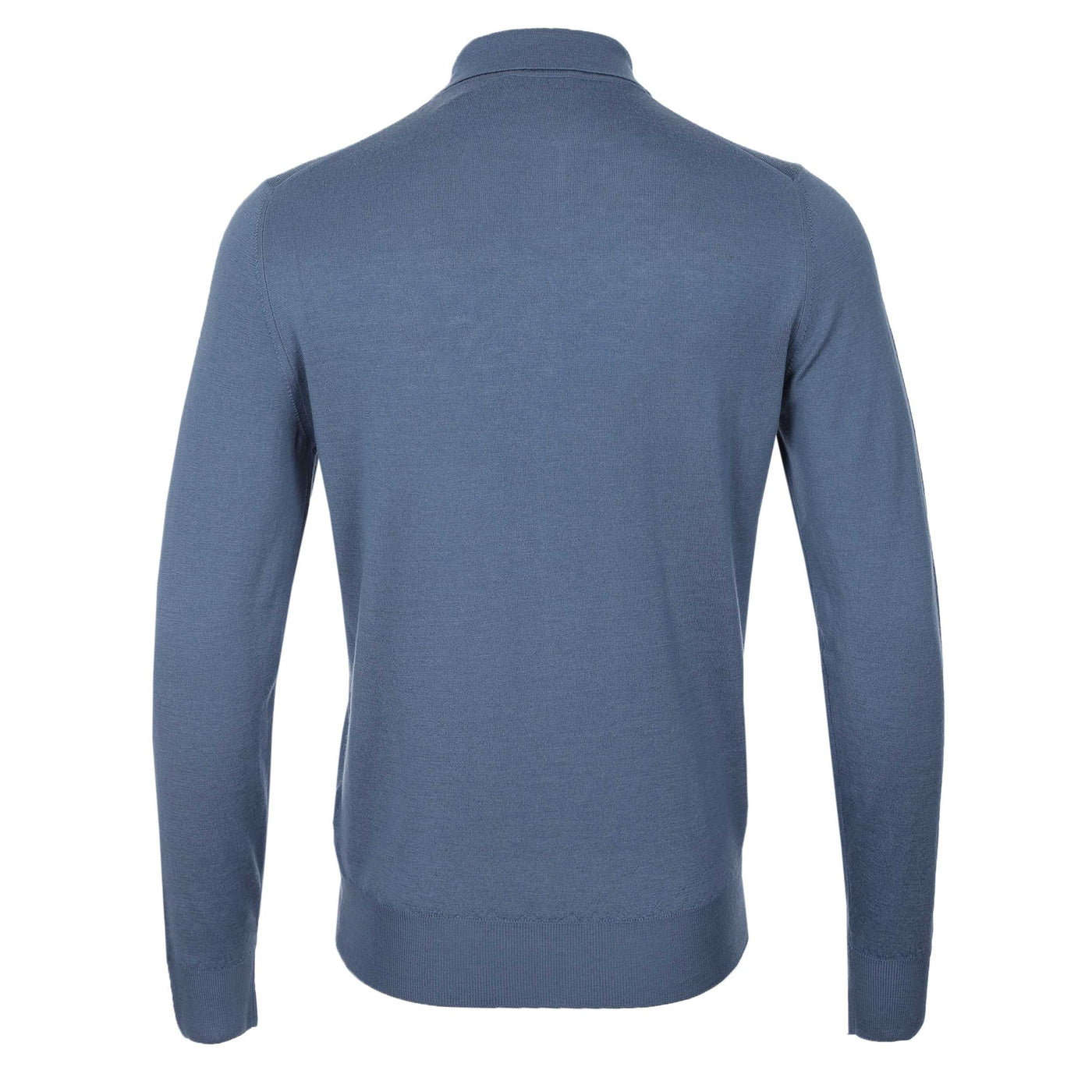 Canali 3 Button Knitted Polo in Blue Back