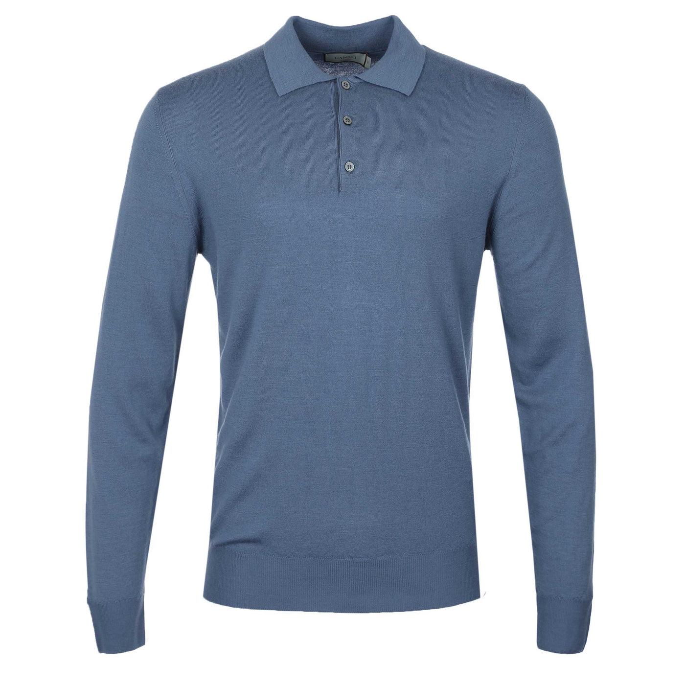 Canali 3 Button Knitted Polo in Blue