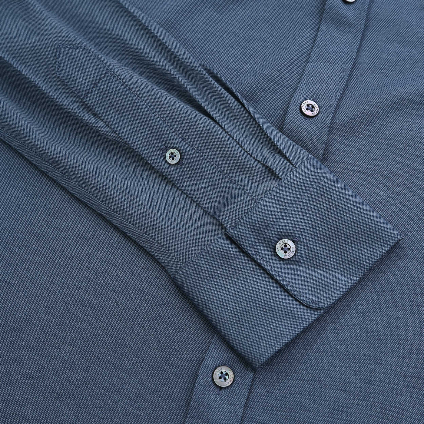 Canali Basic Stretch Shirt in Blue Cuff