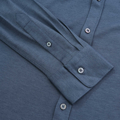 Canali Basic Stretch Shirt in Blue Cuff