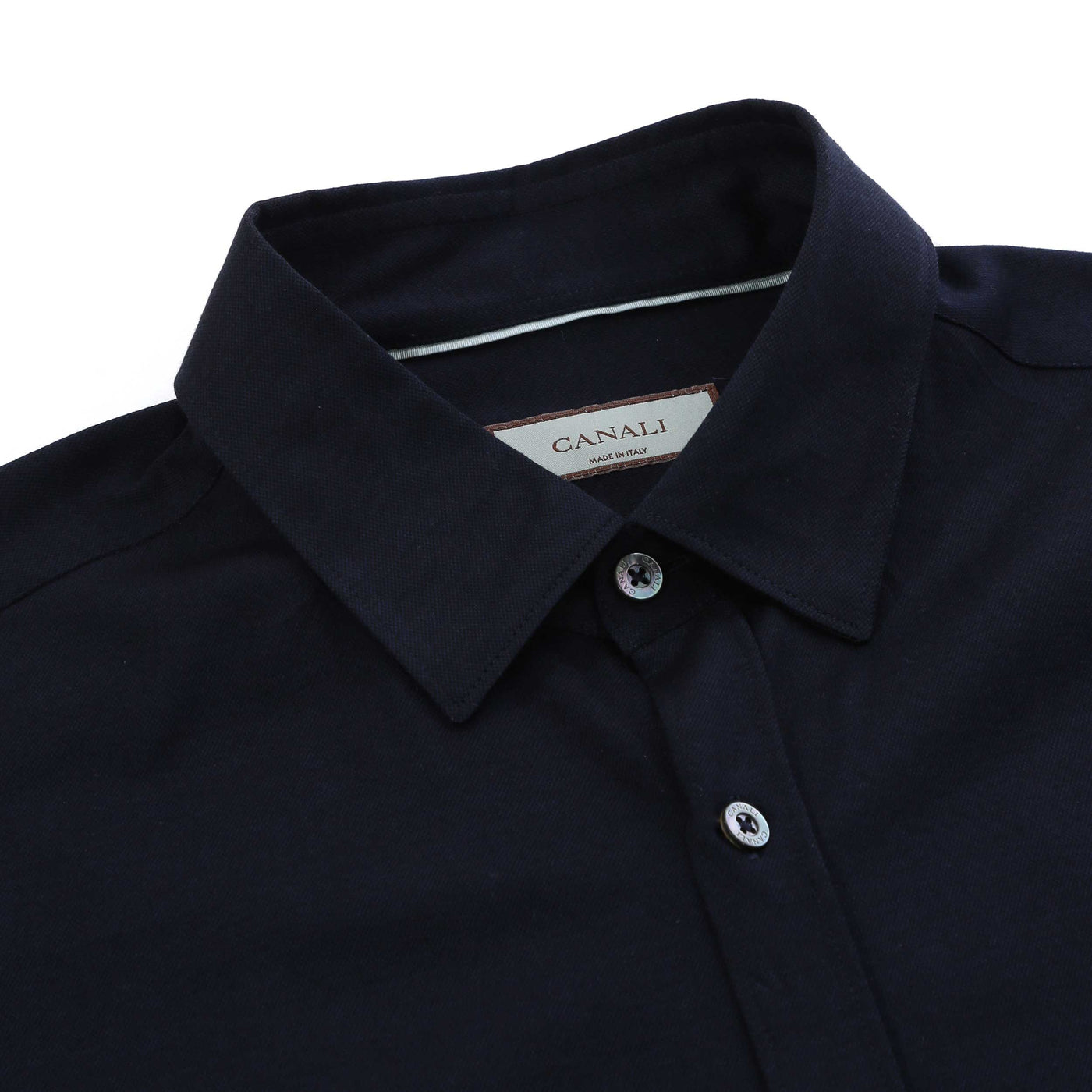 Canali Basic Stretch Shirt in Navy Collar