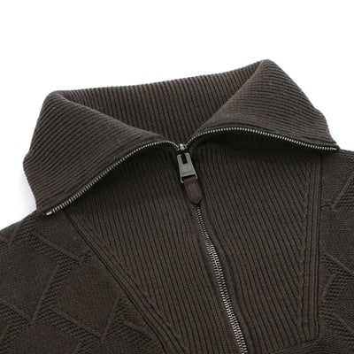 Canali Chunky 1/4 Zip Knitwear in Mushroom Neck