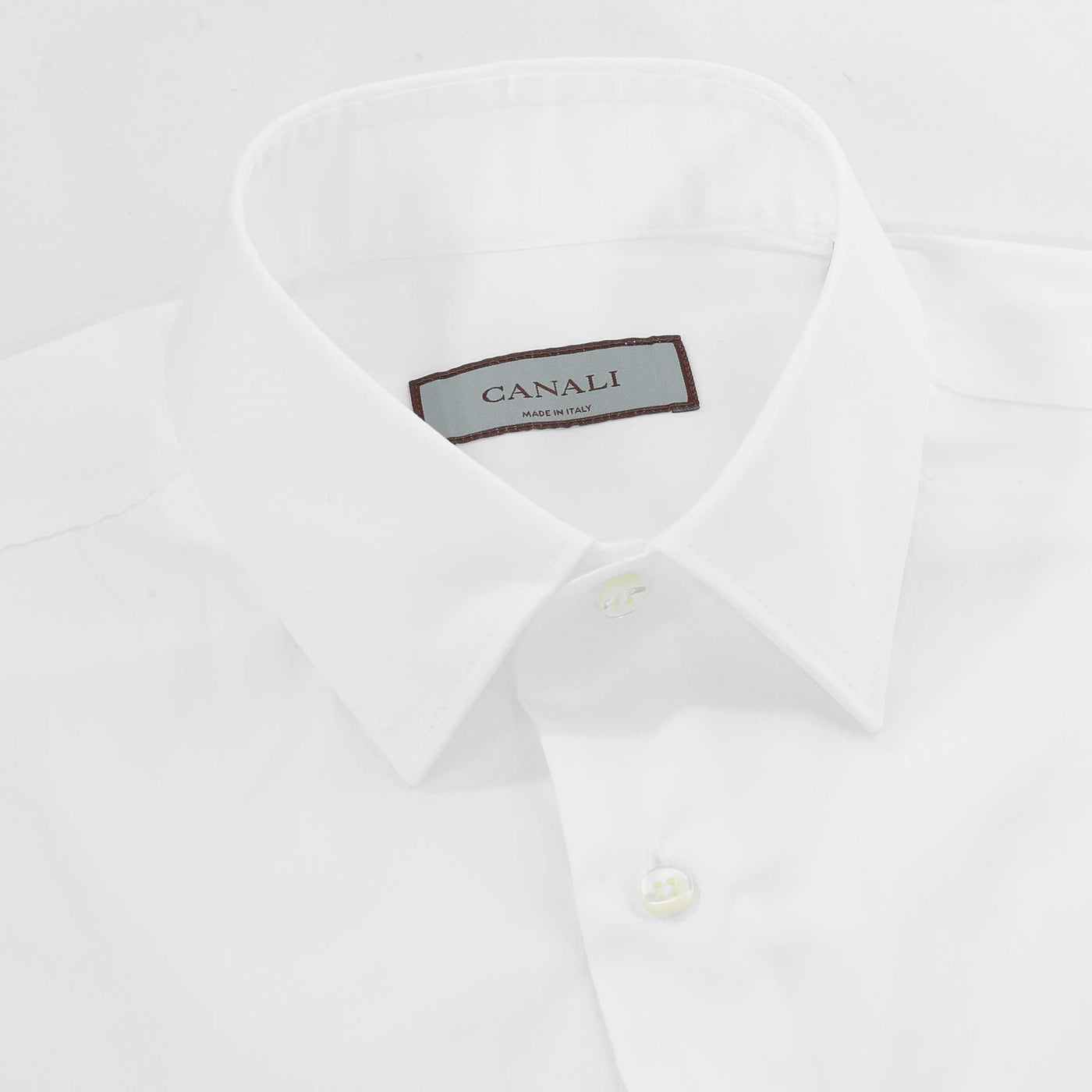 Canali Cotton Performance Shirt in White Collar