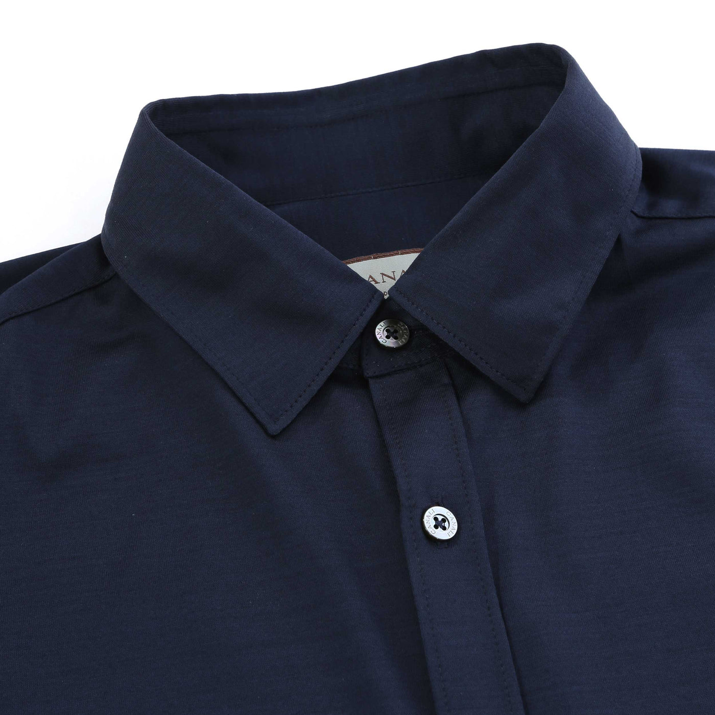 Canali Jersey Stretch Shirt in Navy Collar