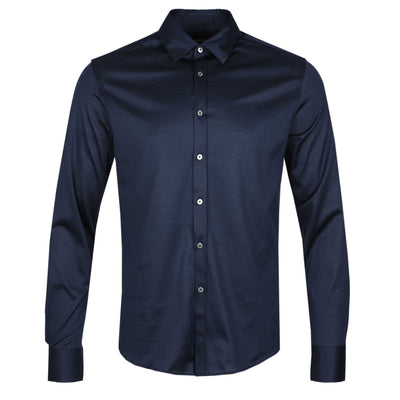 Canali Jersey Stretch Shirt in Navy