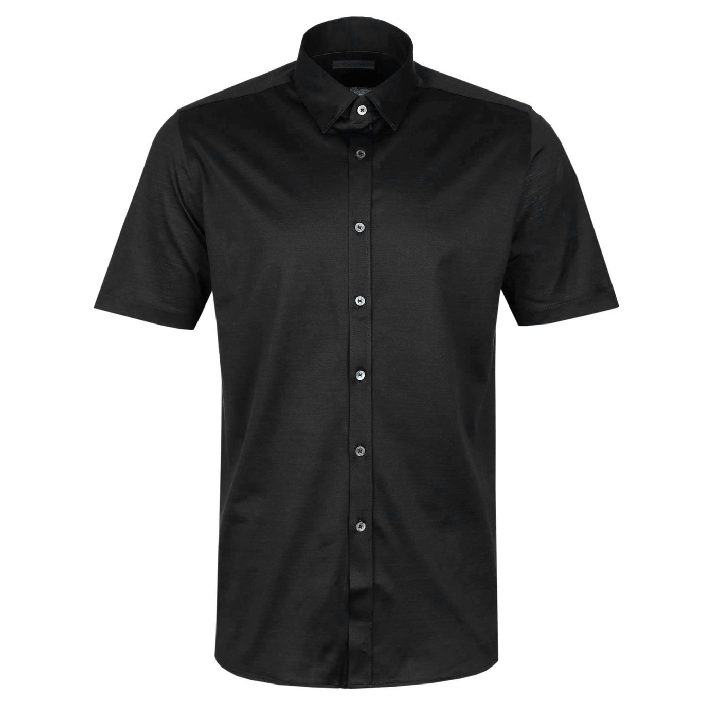 Canali Jersey Stretch Short Sleeve Shirt in Black