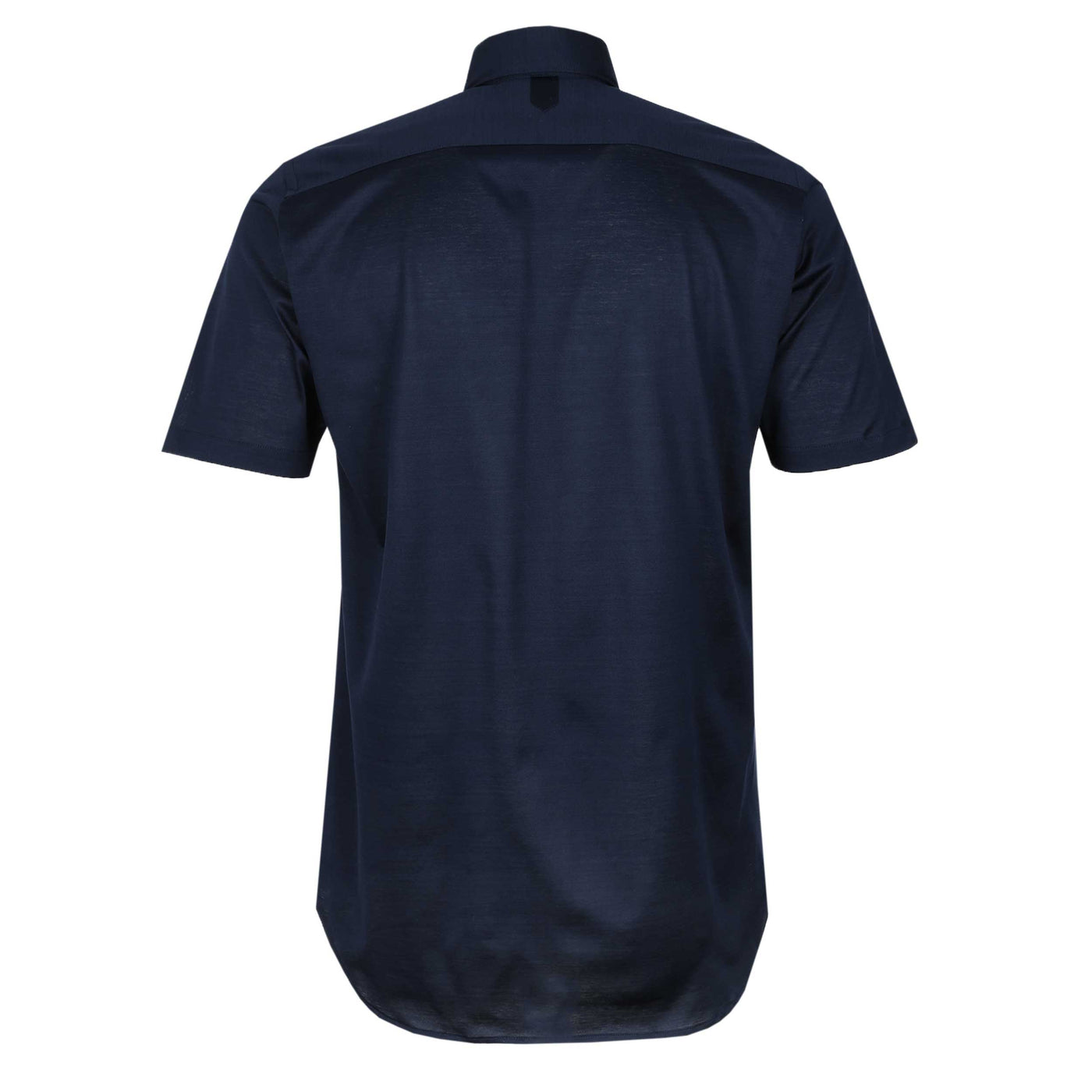 Canali Jersey Stretch Short Sleeve Shirt in Navy Back