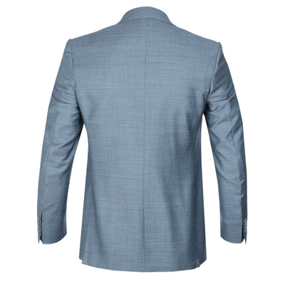 Canali Notch Lapel Basketweave Suit in Teal Jacket Back