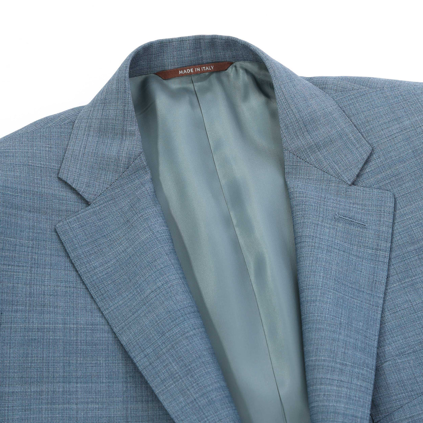 Canali Notch Lapel Basketweave Suit in Teal Lapels