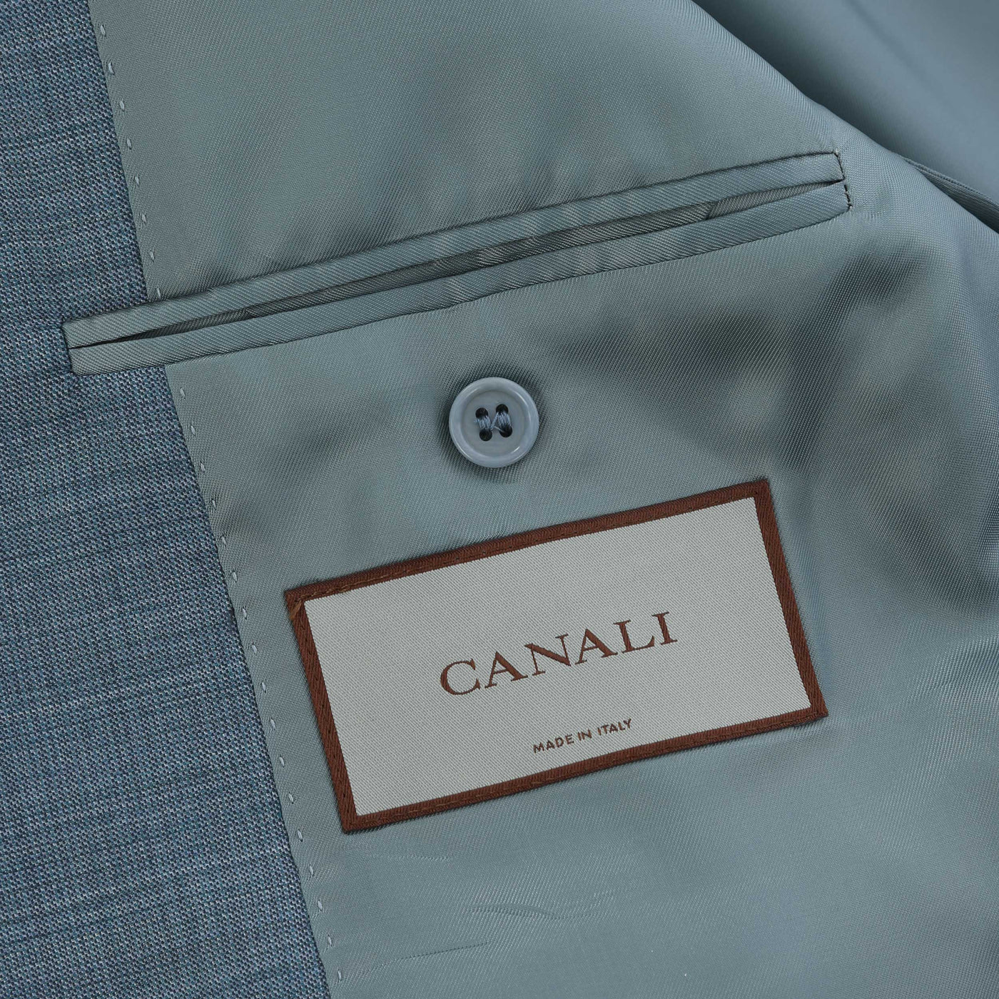 Canali Notch Lapel Basketweave Suit in Teal Lining