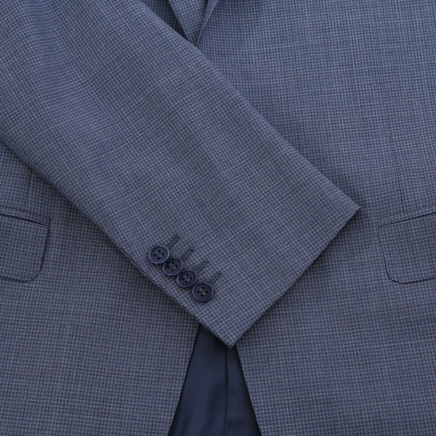 Canali Peak Lapel Microcheck Suit in Airforce Blue Cuff