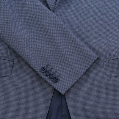 Canali Peak Lapel Microcheck Suit in Airforce Blue Cuff