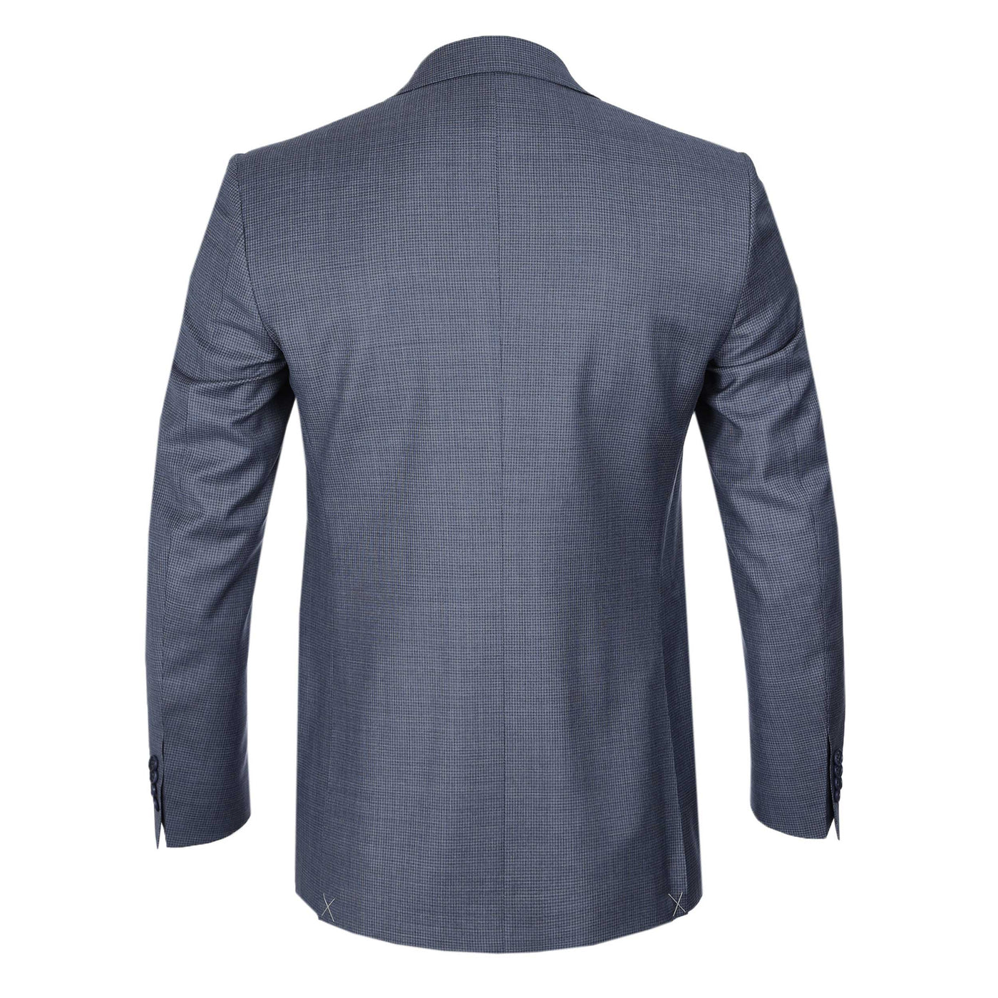 Canali Peak Lapel Microcheck Suit in Airforce Blue Jacket Back