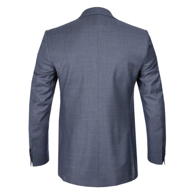 Canali Peak Lapel Microcheck Suit in Airforce Blue Jacket Back