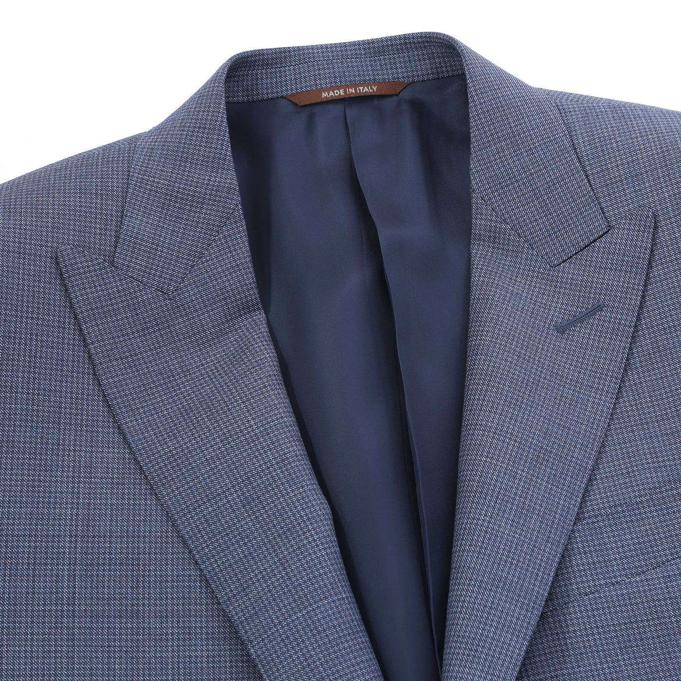 Canali Peak Lapel Microcheck Suit in Airforce Blue Lapels