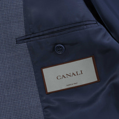 Canali Peak Lapel Microcheck Suit in Airforce Blue Lining