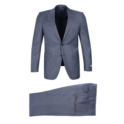 Canali Peak Lapel Microcheck Suit in Airforce Blue