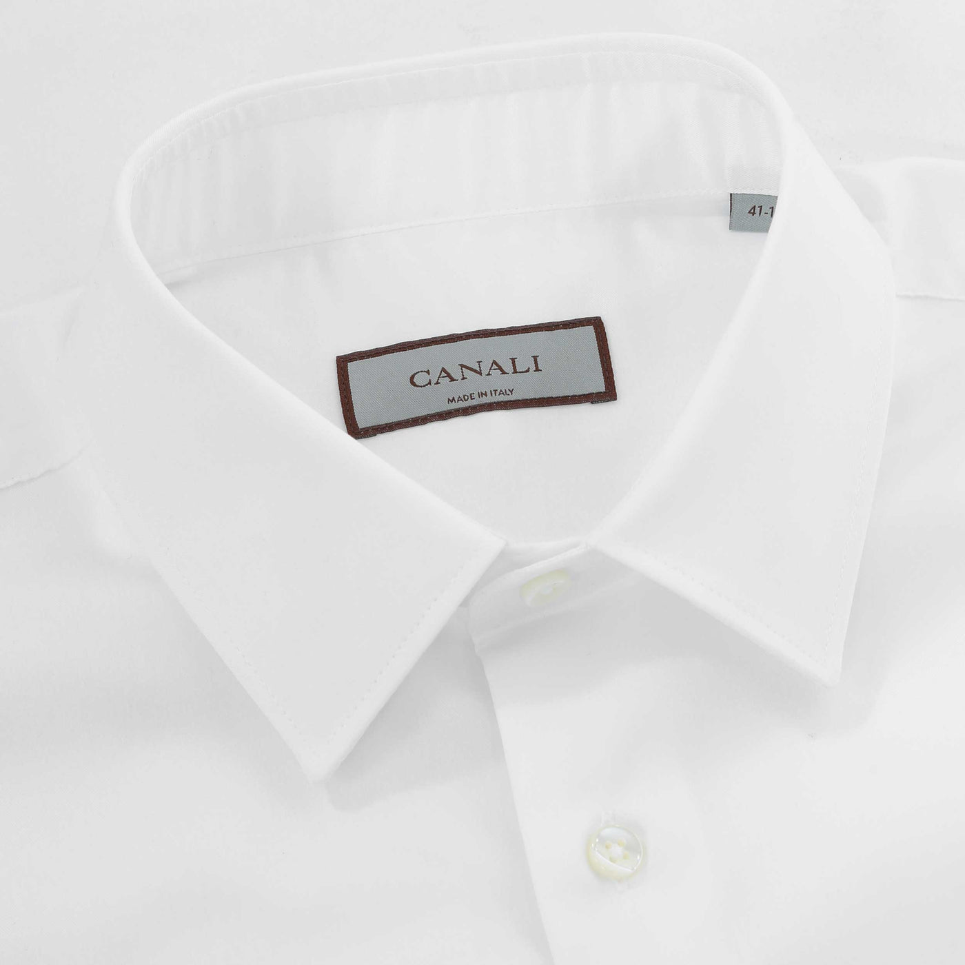 Canali Stretch Tech Cotton Shirt in White Collar