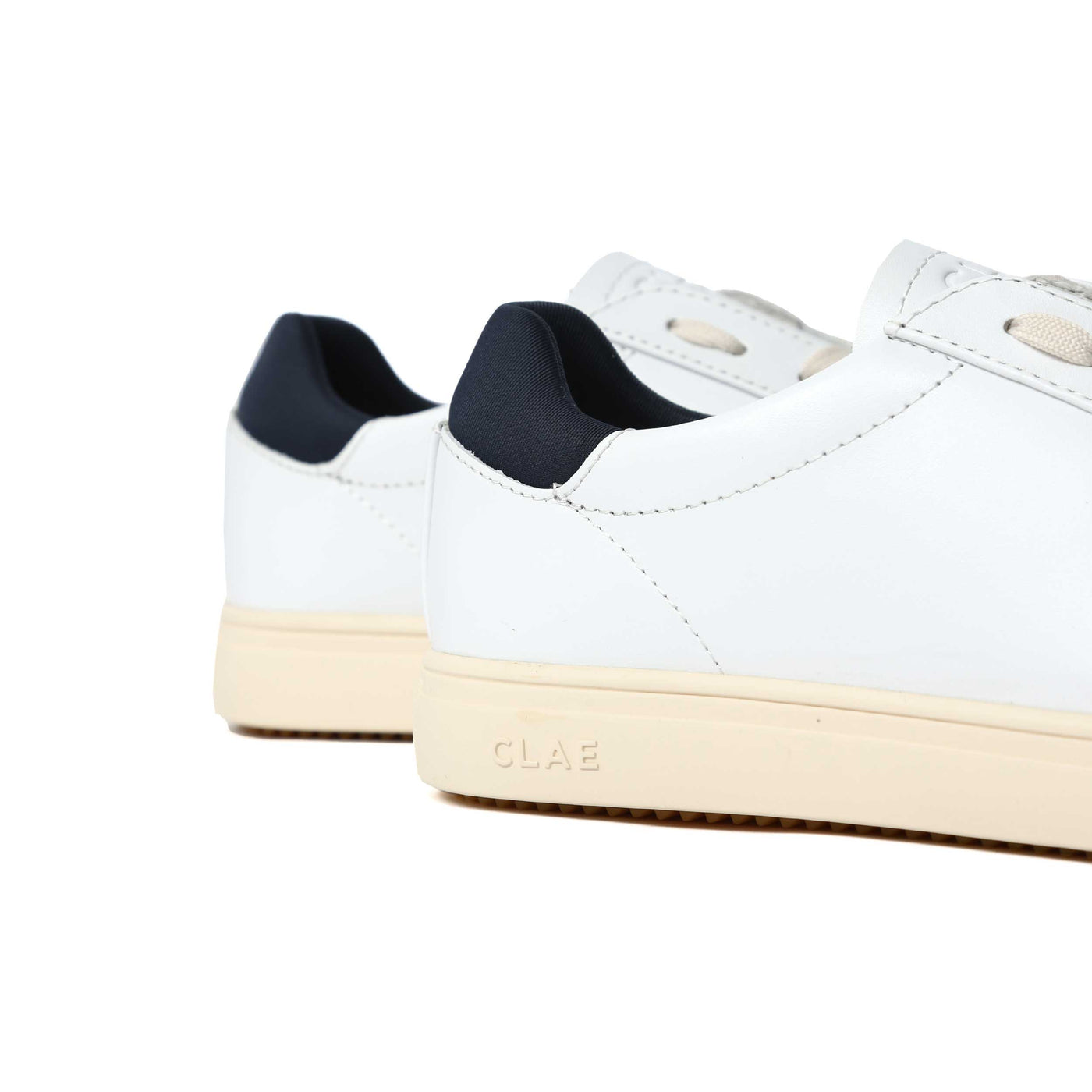 Clae Bradley Essentials Trainer in White Leather Logo