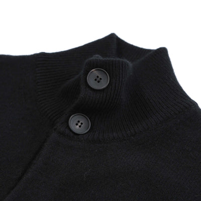 Filippo De Laurentiis Chunky Button Thru Cardigan in Black Collar