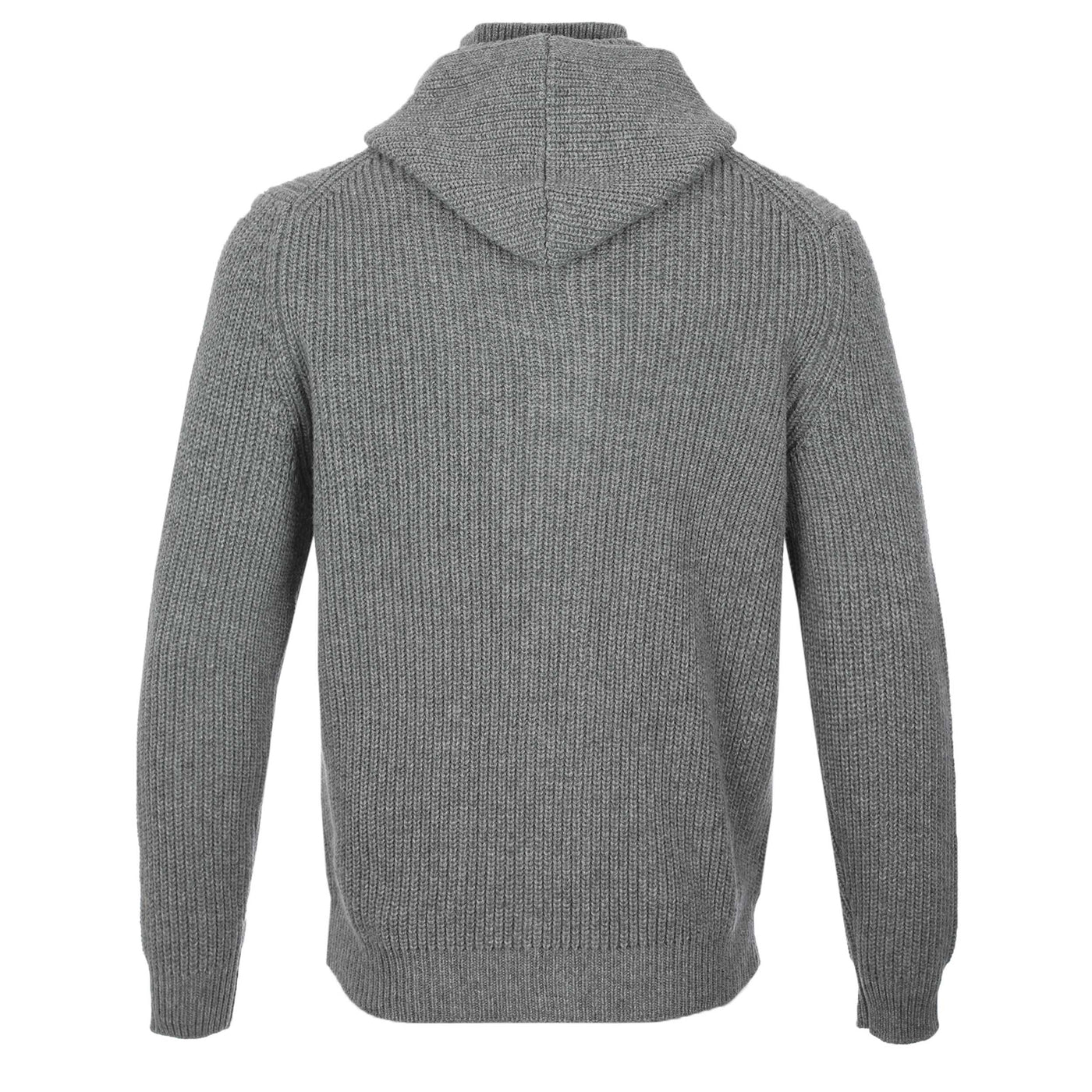 Filippo De Laurentiis Chunky Button Thru Hooded Cardigan in Grey Back
