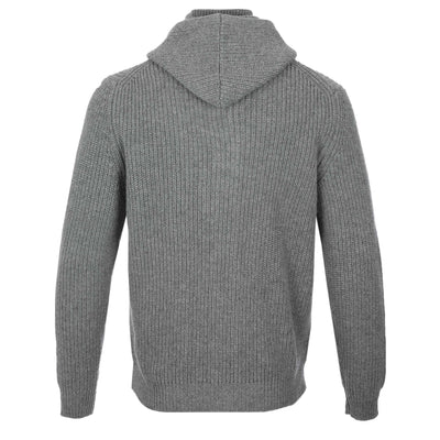 Filippo De Laurentiis Chunky Button Thru Hooded Cardigan in Grey Back