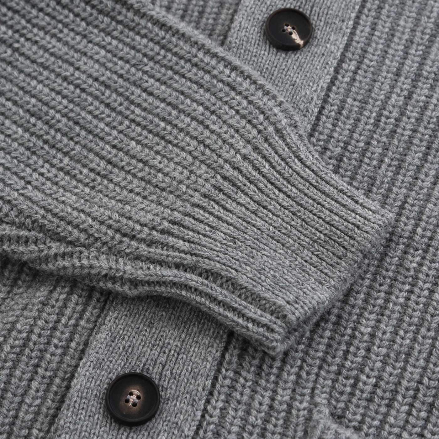 Filippo De Laurentiis Chunky Button Thru Hooded Cardigan in Grey Cuff