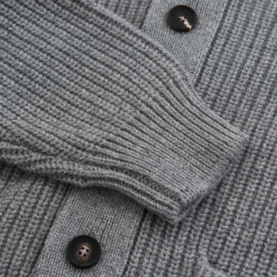 Filippo De Laurentiis Chunky Button Thru Hooded Cardigan in Grey Cuff