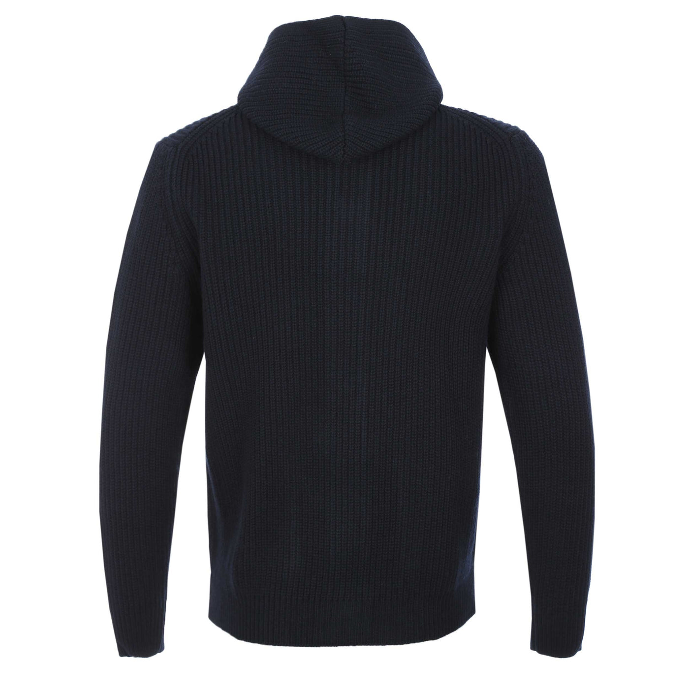 Filippo De Laurentiis Chunky Button Thru Hooded Cardigan in Navy Back