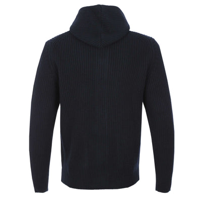 Filippo De Laurentiis Chunky Button Thru Hooded Cardigan in Navy Back