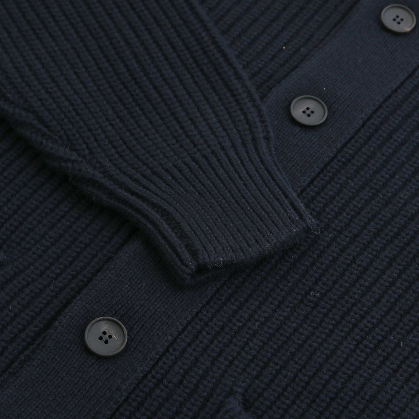Filippo De Laurentiis Chunky Button Thru Hooded Cardigan in Navy Cuff