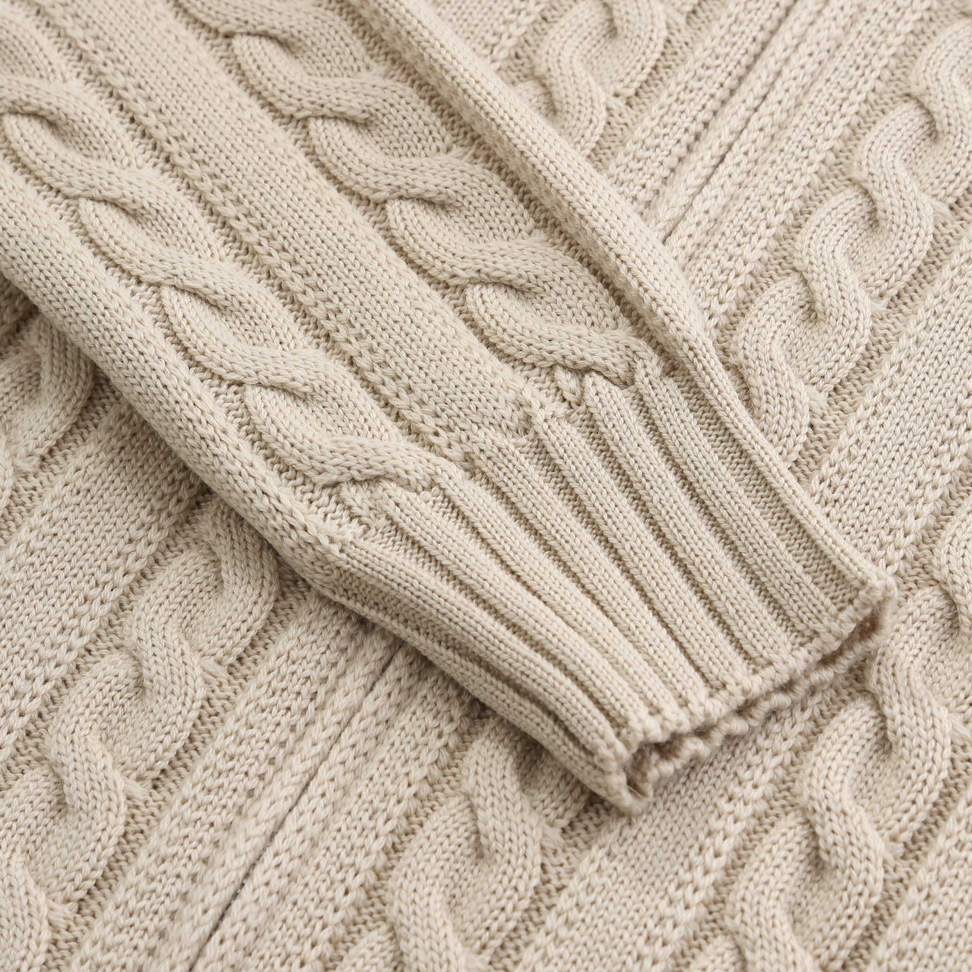 Filippo De Laurentiis Extrafine Merino Cable Knit Zip Knitwear in Beige Cuff