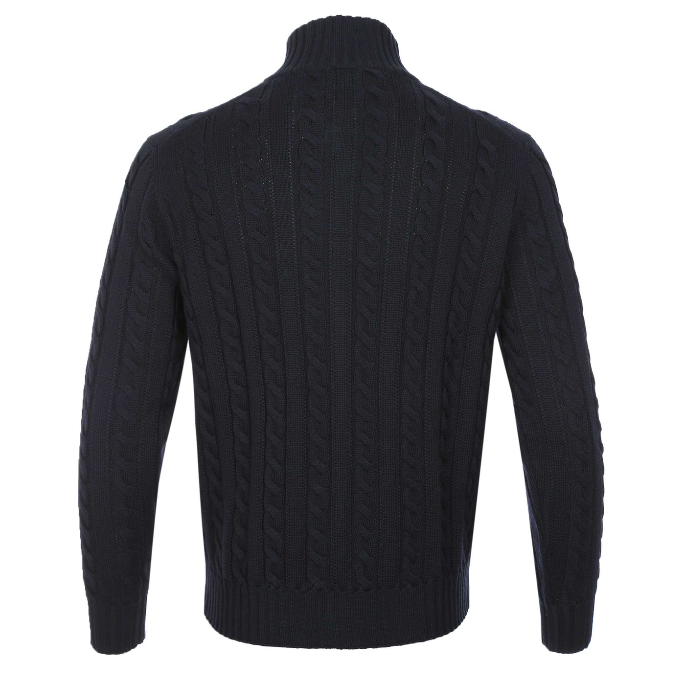 Filippo De Laurentiis Extrafine Merino Cable Knit Zip Knitwear in Navy back