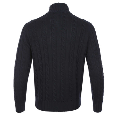 Filippo De Laurentiis Extrafine Merino Cable Knit Zip Knitwear in Navy back