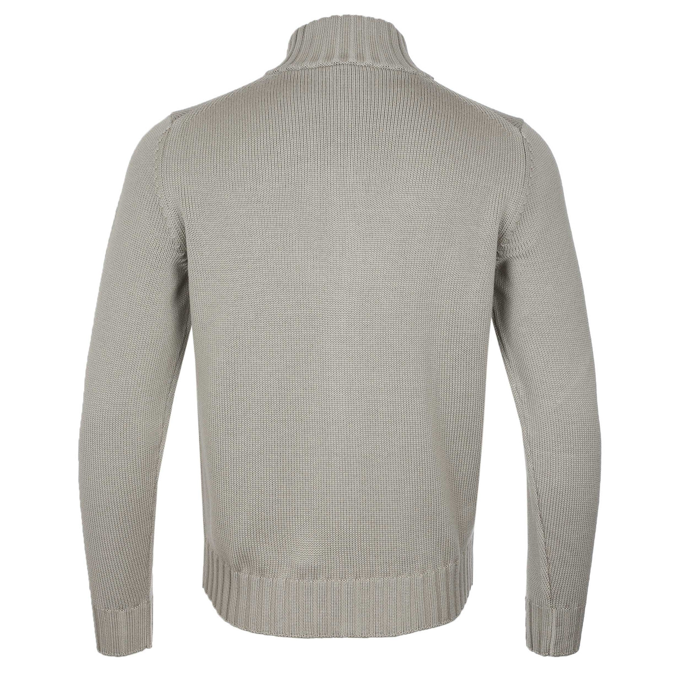 Filippo De Laurentiis Merino Full Zip Cardigan in Taupe Back