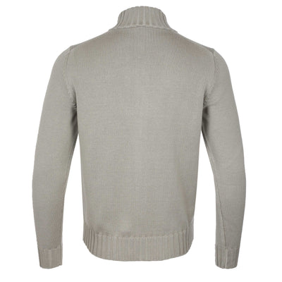Filippo De Laurentiis Merino Full Zip Cardigan in Taupe Back