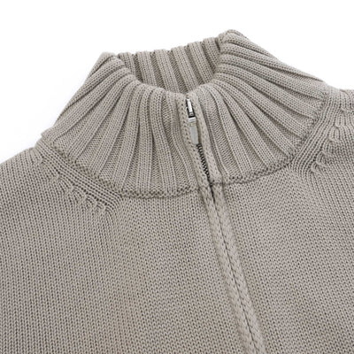 Filippo De Laurentiis Merino Full Zip Cardigan in Taupe Collar