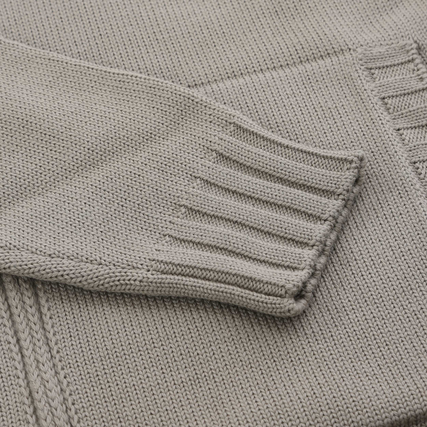 Filippo De Laurentiis Merino Full Zip Cardigan in Taupe Cuff