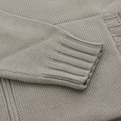 Filippo De Laurentiis Merino Full Zip Cardigan in Taupe Cuff