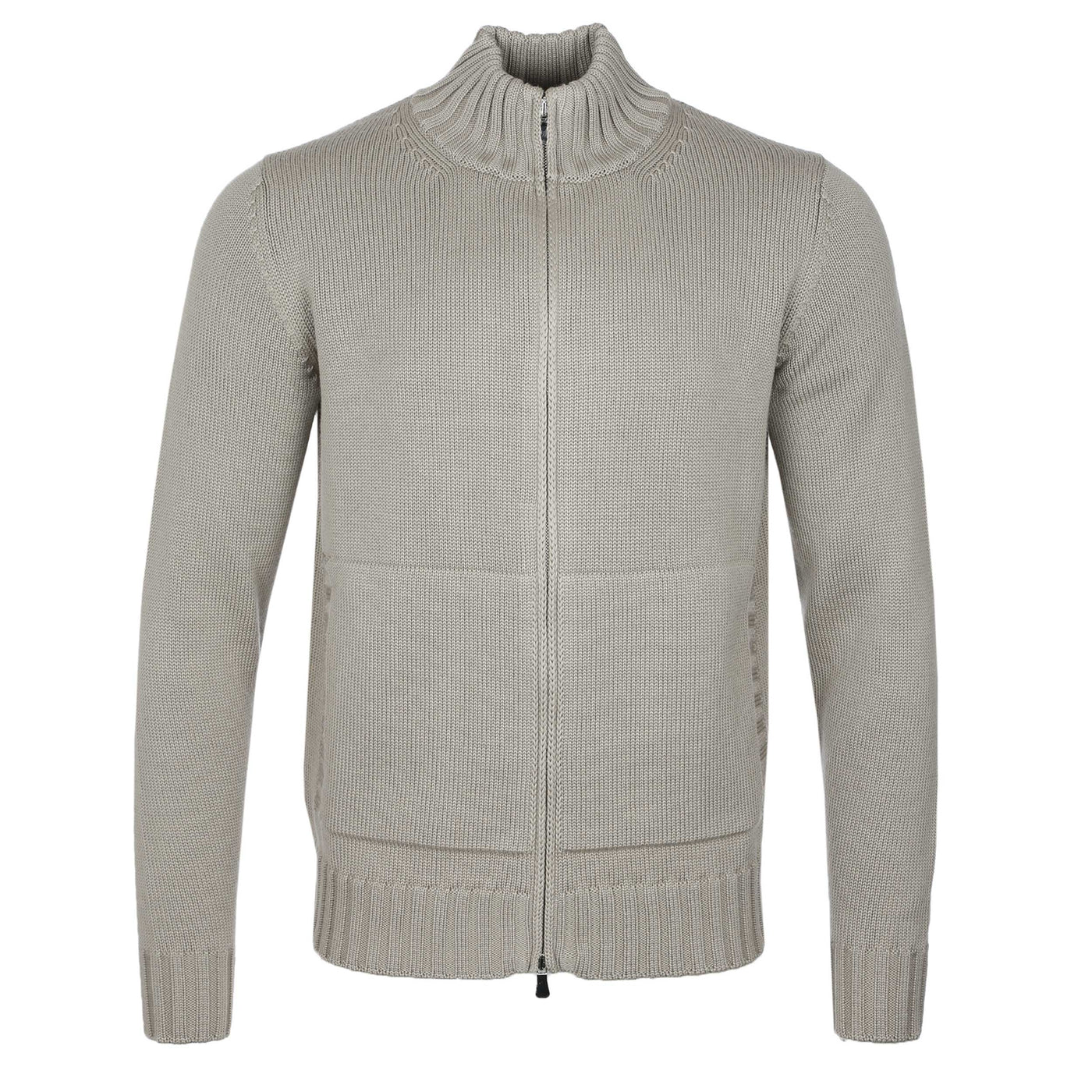 Filippo De Laurentiis Merino Full Zip Cardigan in Taupe