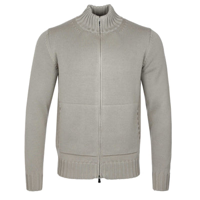 Filippo De Laurentiis Merino Full Zip Cardigan in Taupe